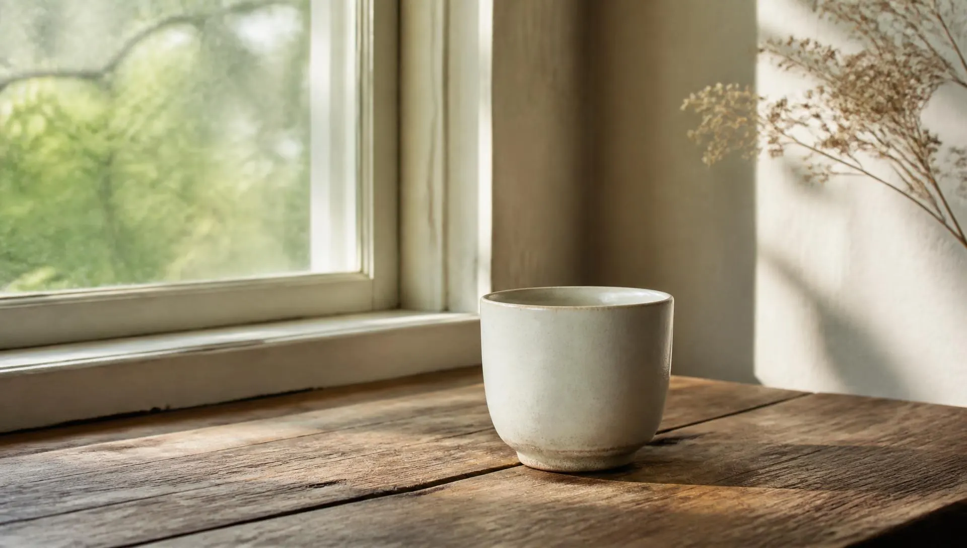 A ceramic cup on a wooden table beside a window, rates and insurance at Harlan Therapy